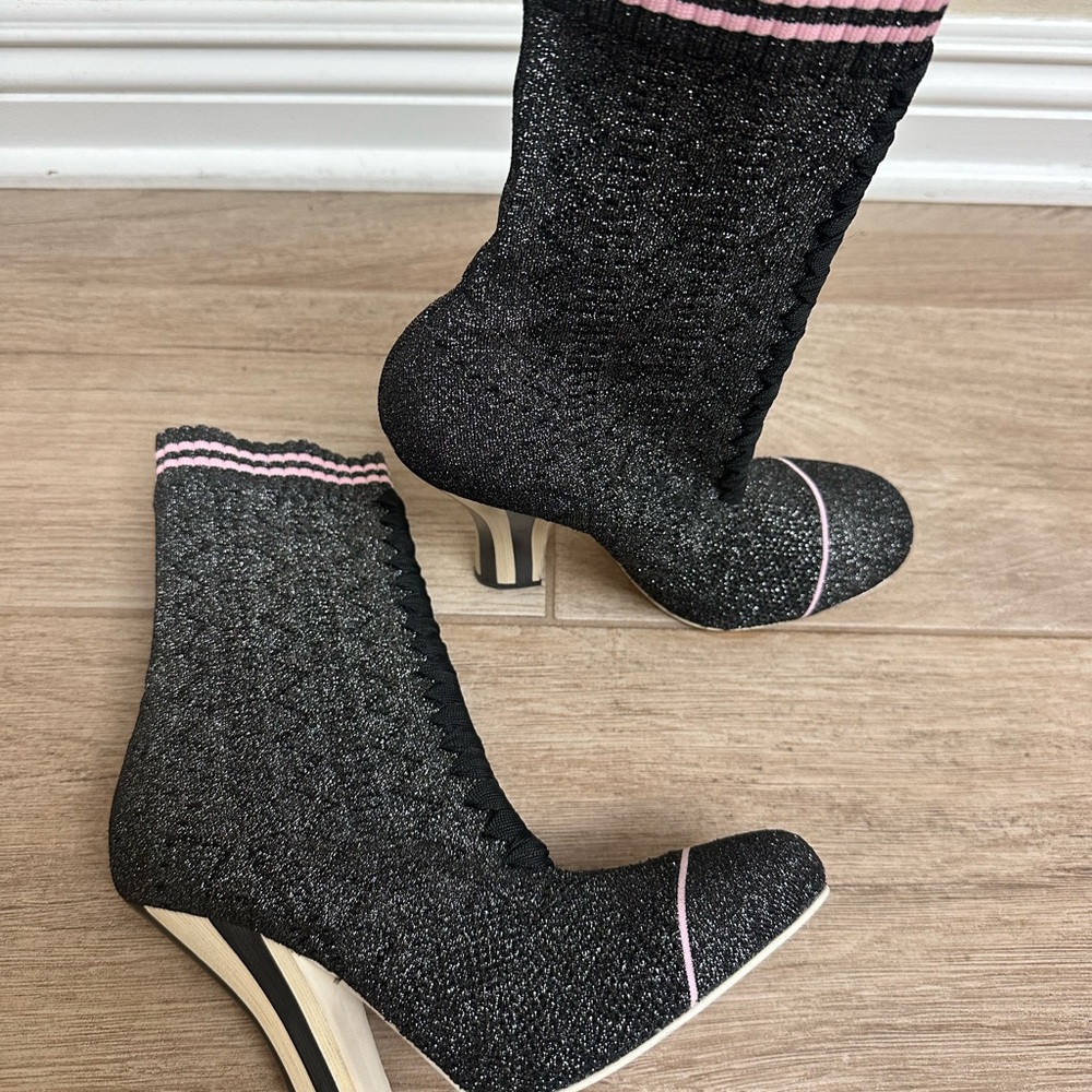 Fendi Lurex Silver Ankle Boots Shoes - Picture 7 of 12